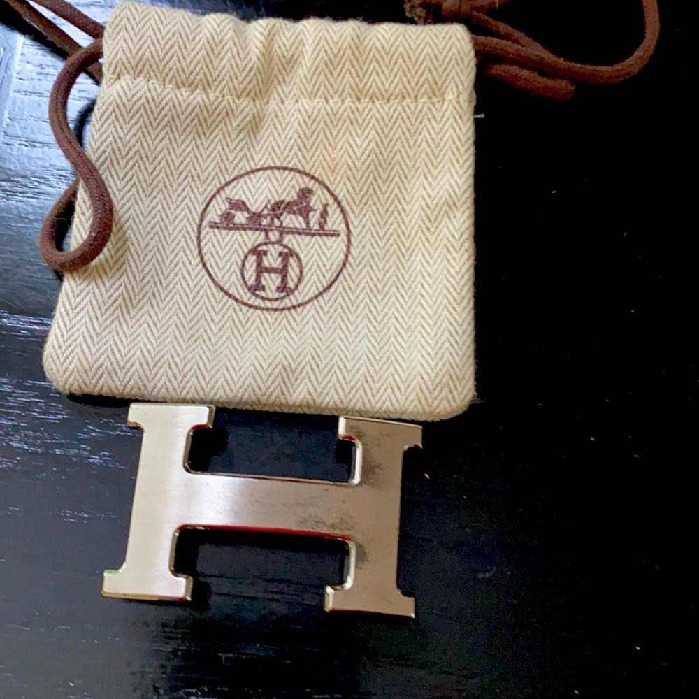 Authentic Hermes iconic silver brushed belt buckle